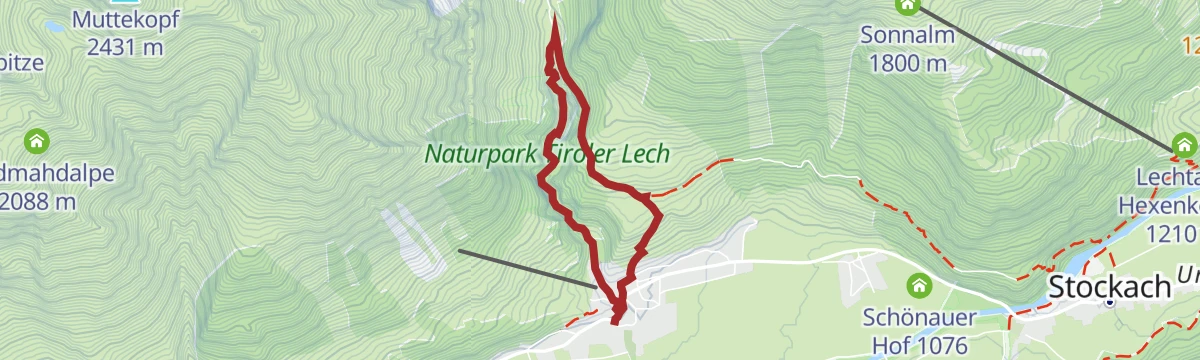 Route map: Holzgauer Entdeckungstour: Höhenbachtal-Runde
